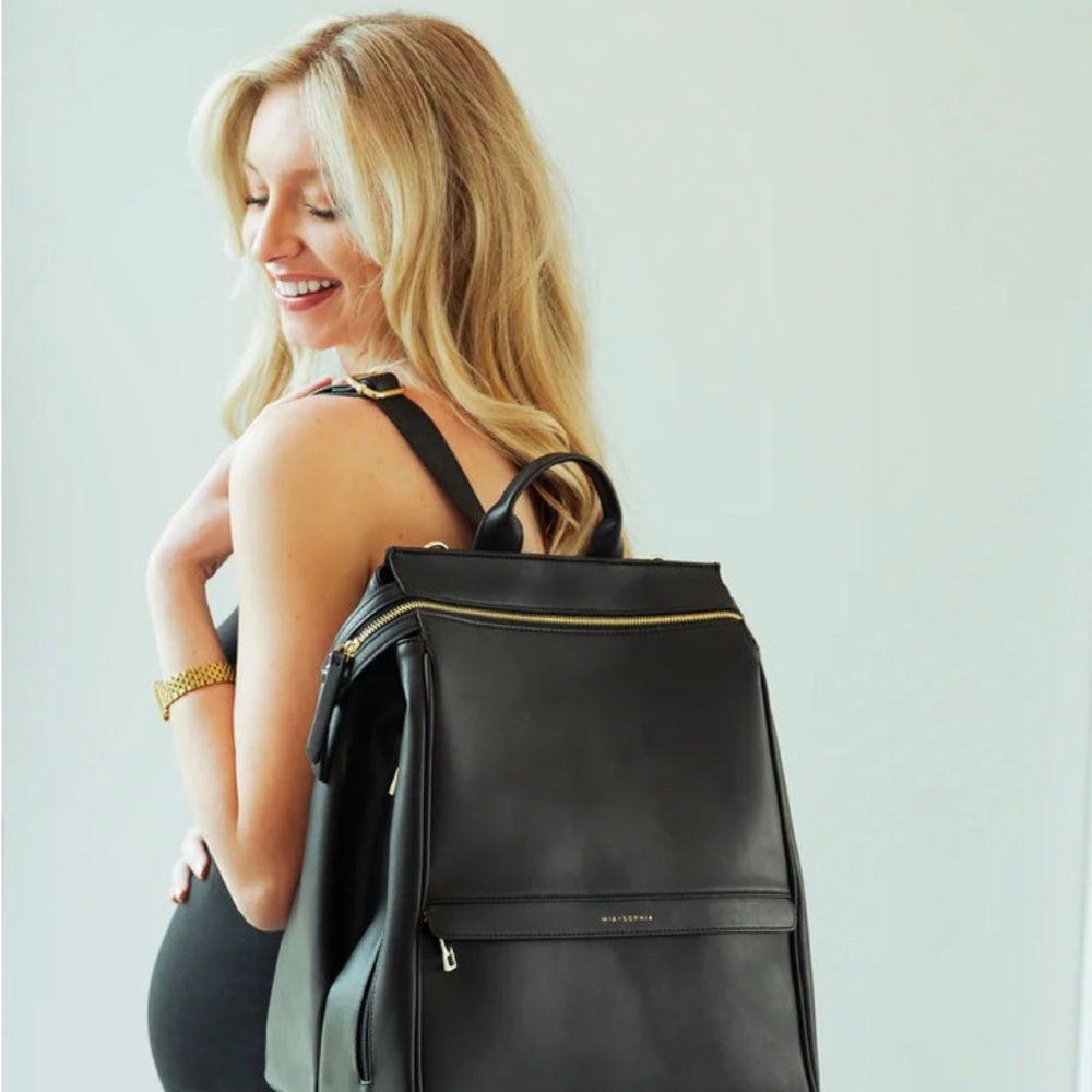 Black Diaper bag Backpack with Sleek Design and Adjustable Straps